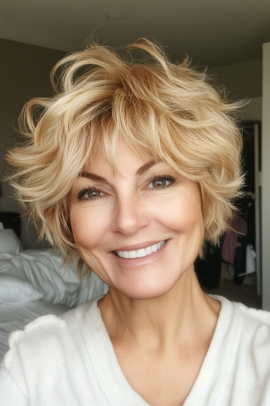 24. Short Golden Blonde Shag with Lifted Layers (Short Shag Hairstyles For Older Women) - Short Shag Hairstyles For Older Women
