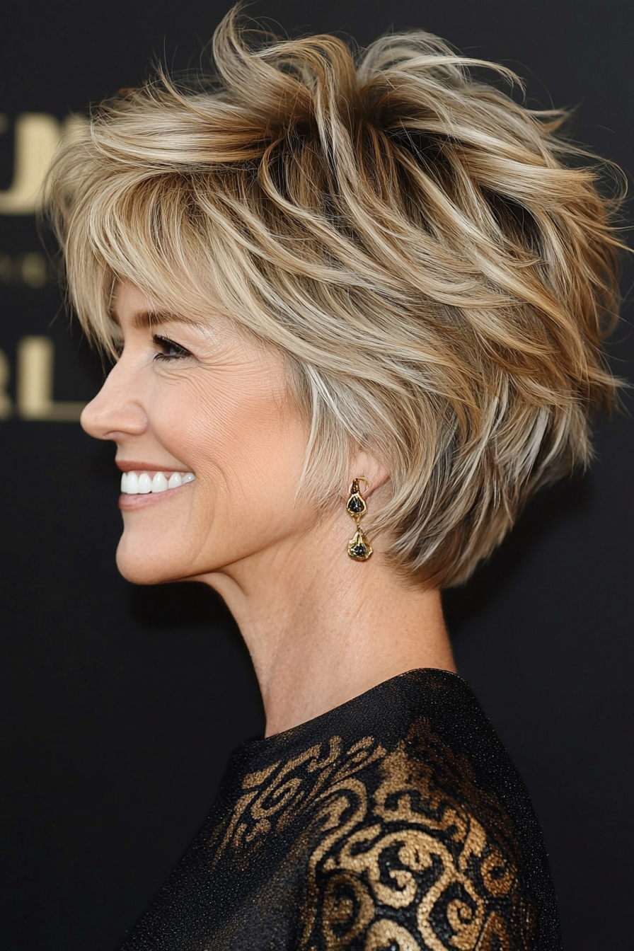 26. Rooted Beige Blonde Shag with Undone Finish (Short Shag Hairstyles For Older Women) - Short Shag Hairstyles For Older Women