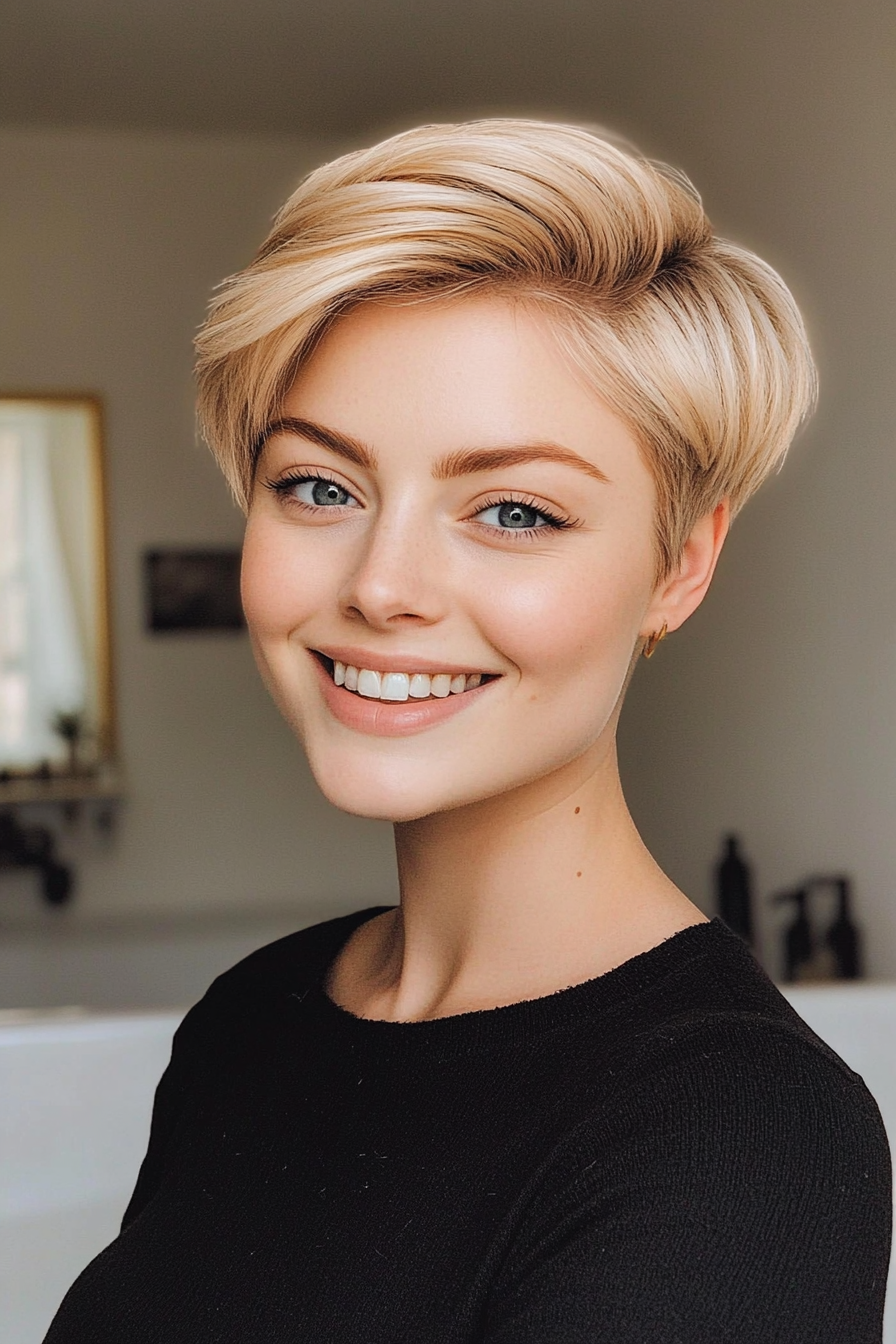 7. Honey Blonde Curved Pixie (Short Blonde Haircuts For Fine Hair) - Short Blonde Haircuts For Fine Hair