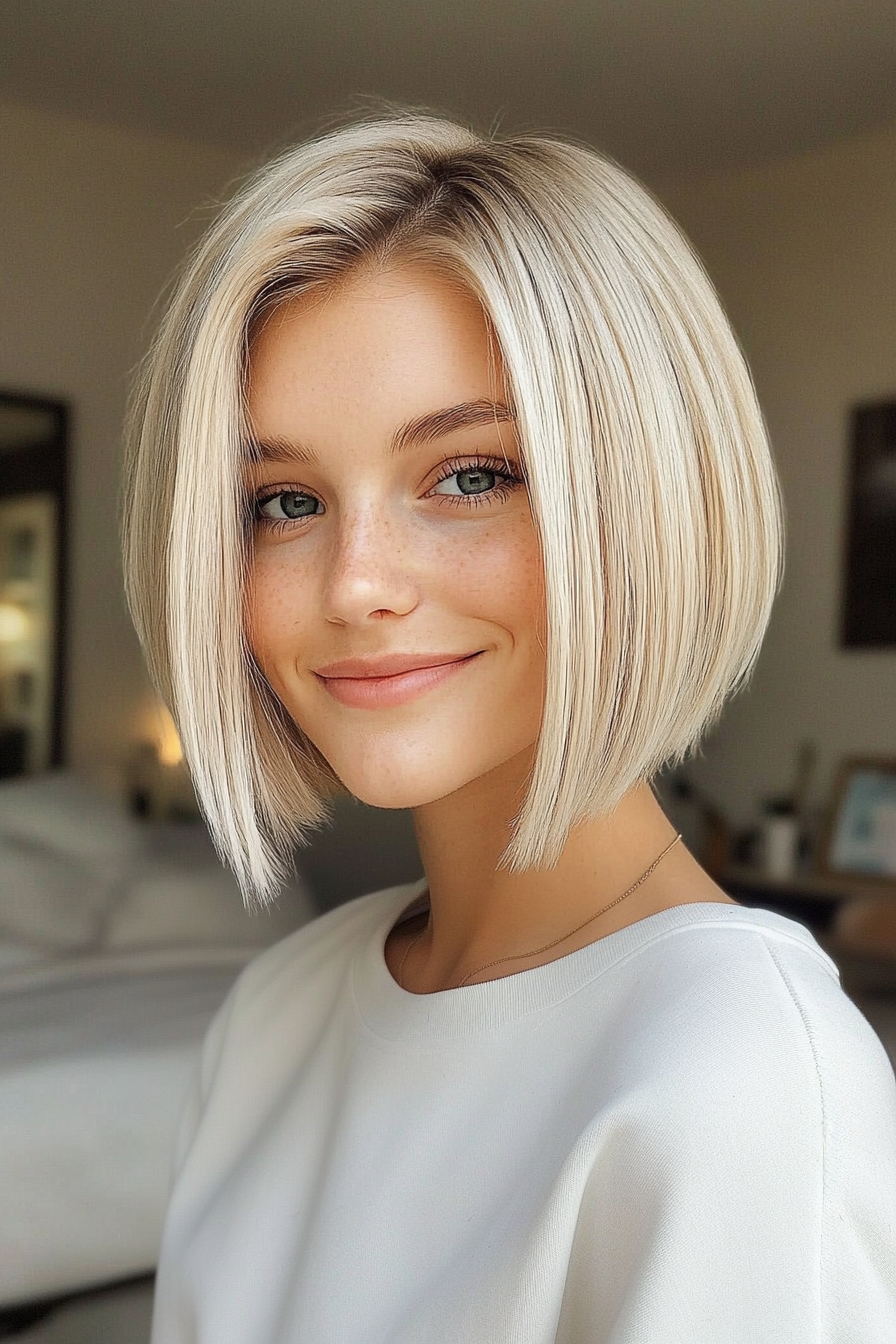11. Light Blonde French Bob (Short Blonde Haircuts For Fine Hair) - Short Blonde Haircuts For Fine Hair