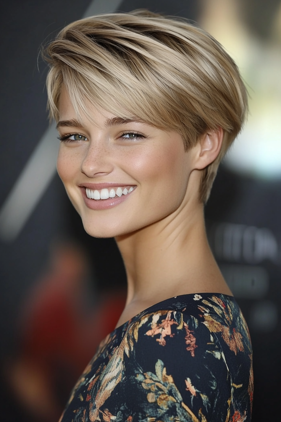 16. Sandy Blonde Short Layers (Short Blonde Haircuts For Fine Hair) - Short Blonde Haircuts For Fine Hair