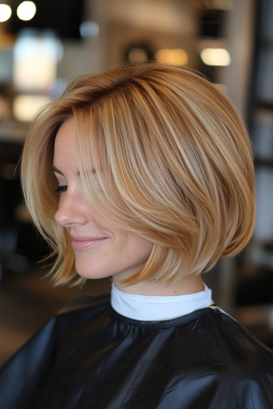 17. Strawberry Blonde Rounded Bob (Short Blonde Haircuts For Fine Hair) - Short Blonde Haircuts For Fine Hair