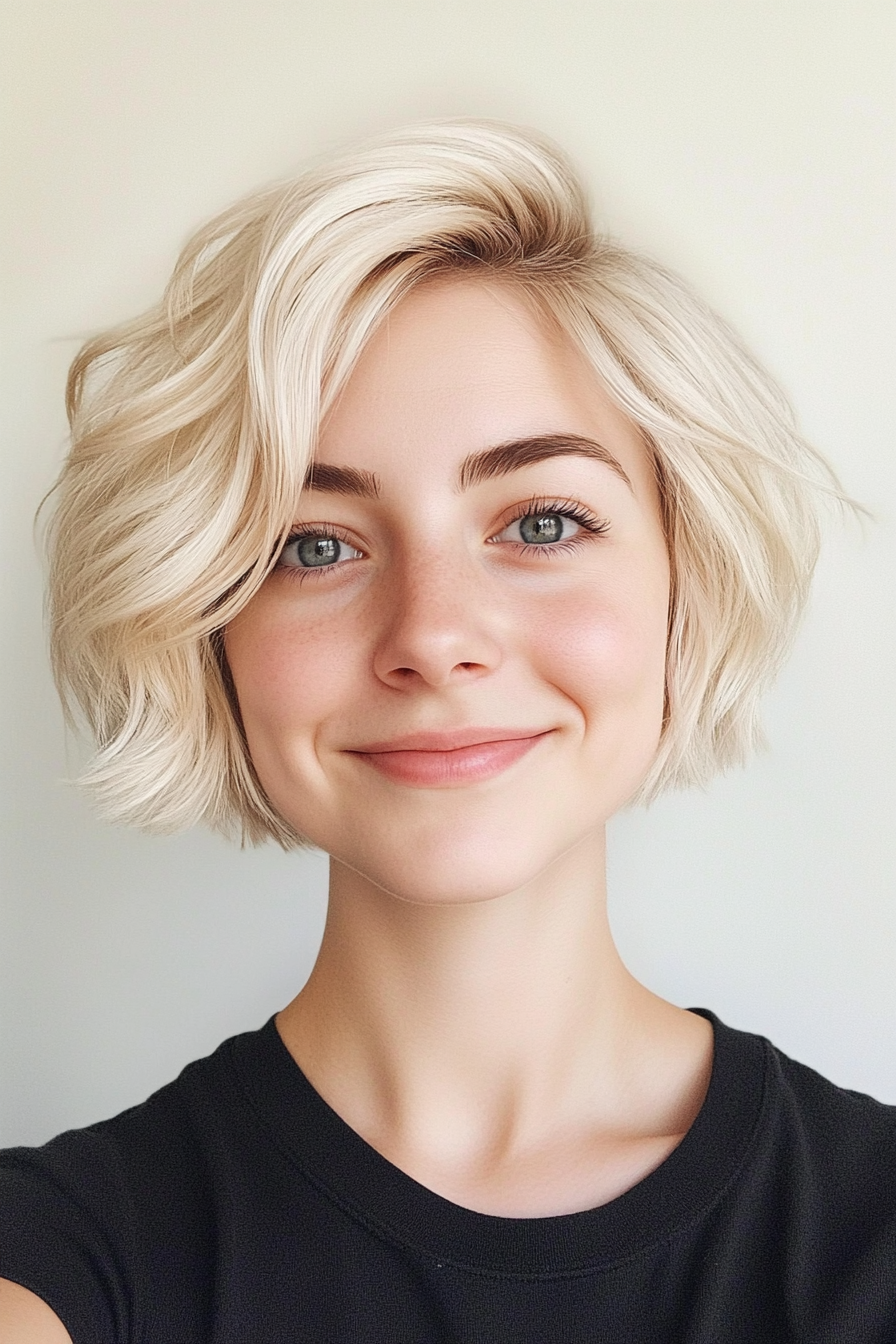 24. Cream Blonde Wavy Pixie (Short Blonde Haircuts For Fine Hair) - Short Blonde Haircuts For Fine Hair