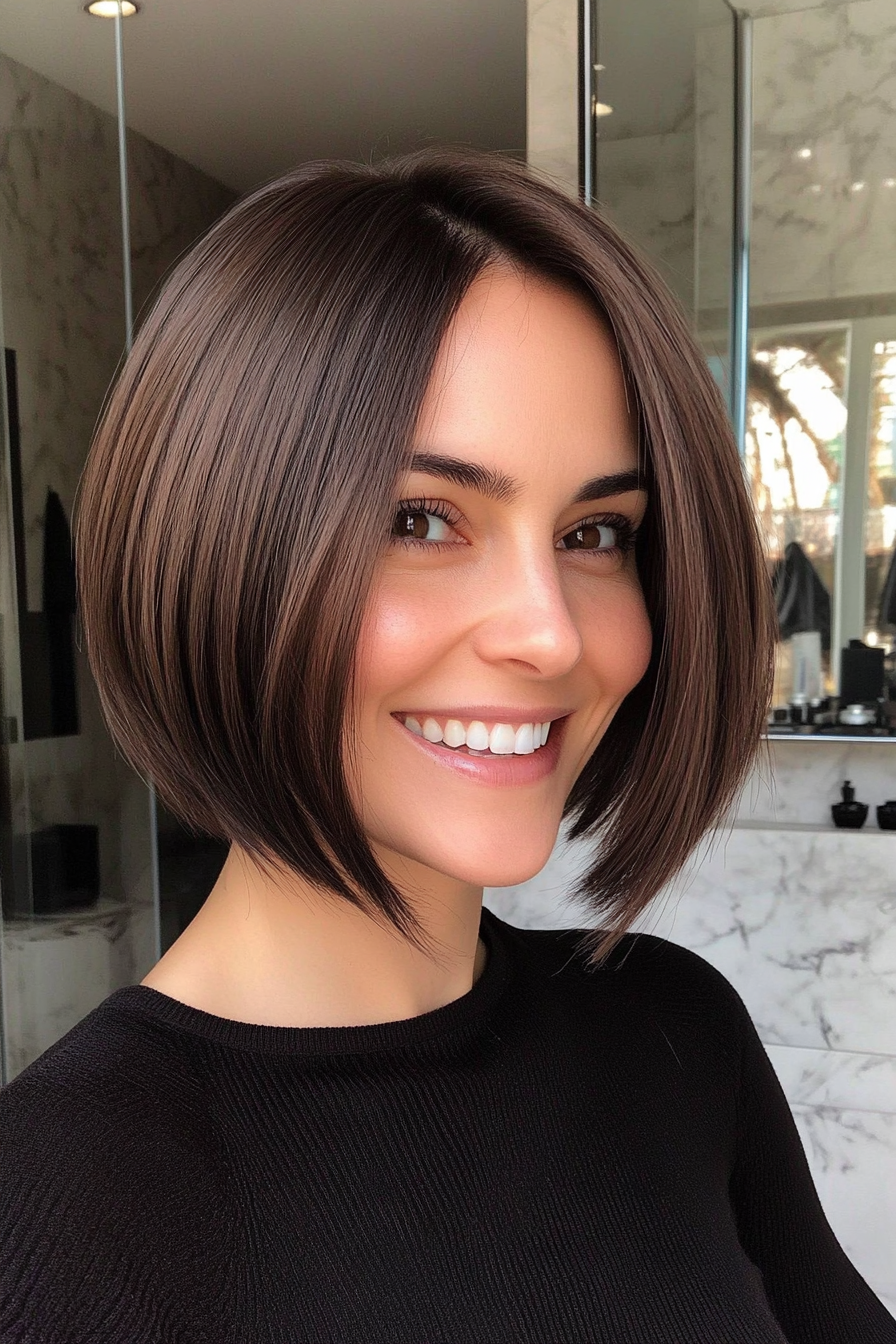 1. Sleek Brunette Bob with Subtle Layers (Classy Short Haircuts For Women) - Classy Short Haircuts For Women