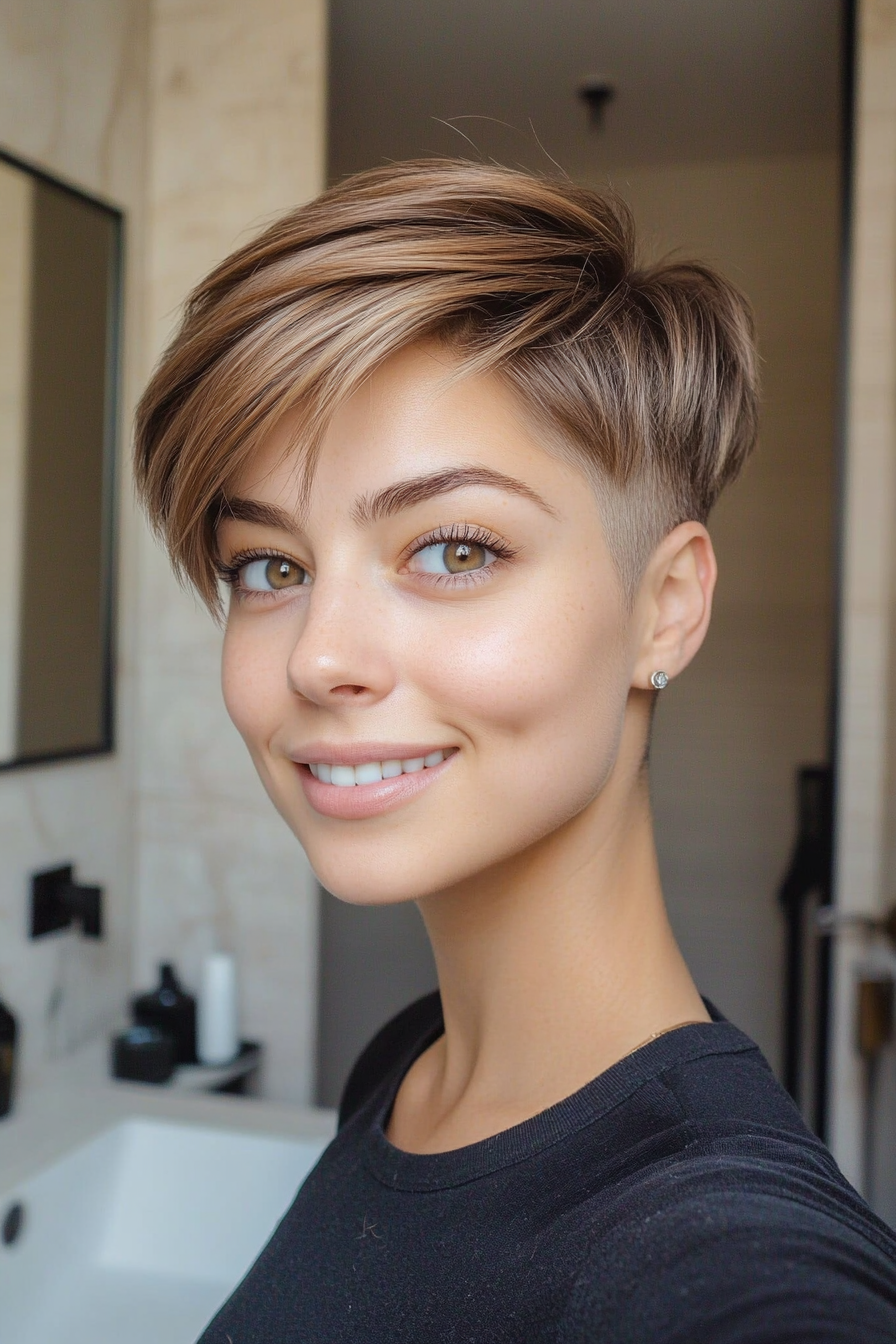 5. Icy Brown Tapered Pixie (Classy Short Haircuts For Women) - Classy Short Haircuts For Women