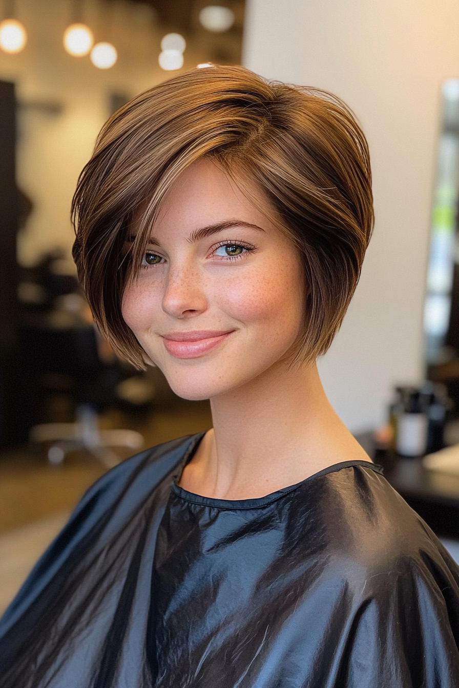 6. Chestnut Cropped Bob with Side Part (Classy Short Haircuts For Women) - Classy Short Haircuts For Women