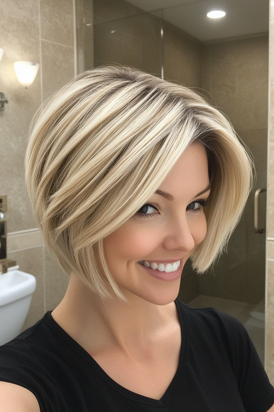 11. Buttery Blonde Stacked Bob (Classy Short Haircuts For Women) - Classy Short Haircuts For Women