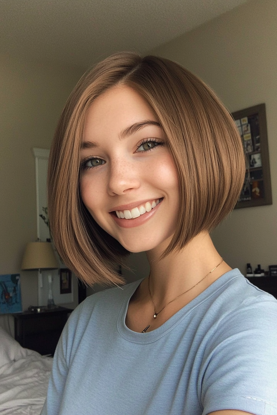 16. Warm Brown Graduated Bob (Classy Short Haircuts For Women) - Classy Short Haircuts For Women