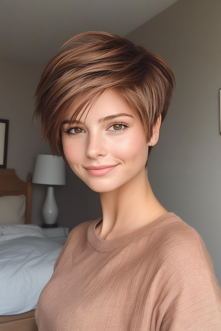18. Cinnamon Short Layered Cut (Classy Short Haircuts For Women) - Classy Short Haircuts For Women