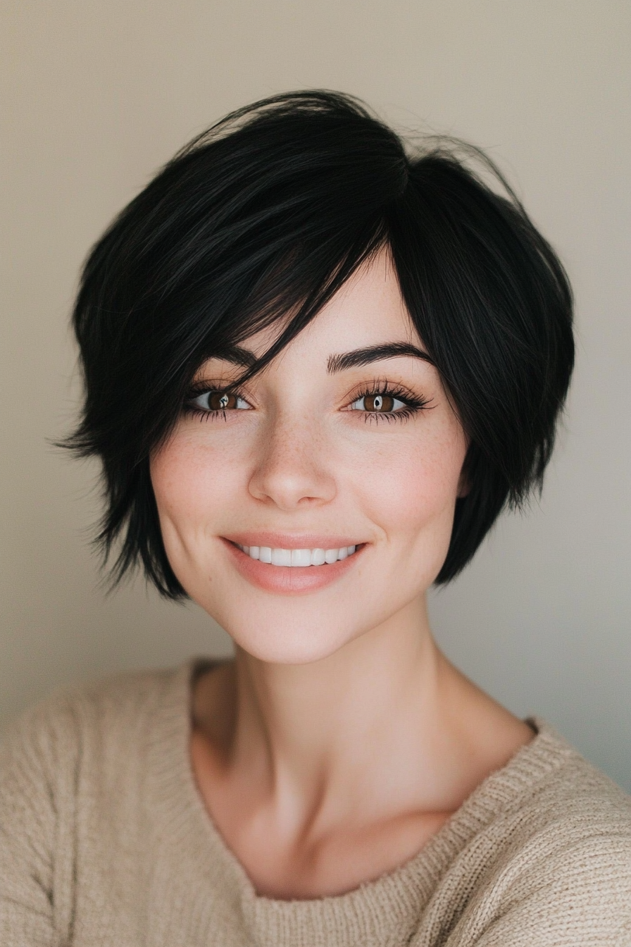 24. Jet Black Mini Shag (Classy Short Haircuts For Women) - Classy Short Haircuts For Women